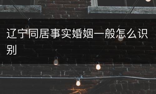 辽宁同居事实婚姻一般怎么识别