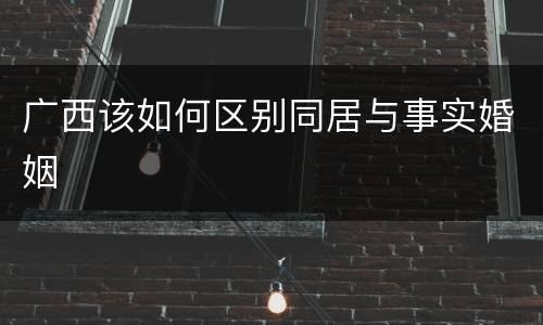 广西该如何区别同居与事实婚姻