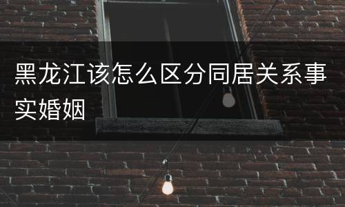 黑龙江该怎么区分同居关系事实婚姻