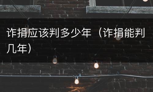 诈捐应该判多少年（诈捐能判几年）