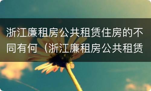 浙江廉租房公共租赁住房的不同有何（浙江廉租房公共租赁住房的不同有何影响）