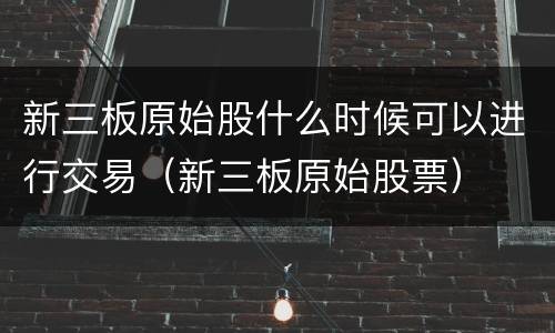 新三板原始股什么时候可以进行交易（新三板原始股票）