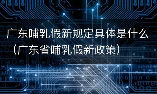 广东哺乳假新规定具体是什么（广东省哺乳假新政策）