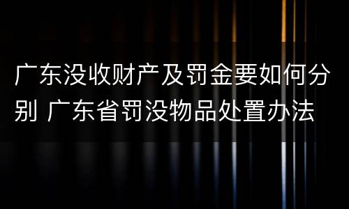 广东没收财产及罚金要如何分别 广东省罚没物品处置办法
