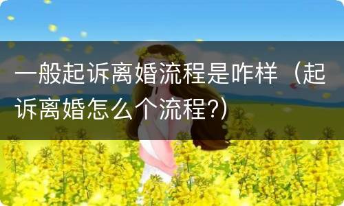 一般起诉离婚流程是咋样（起诉离婚怎么个流程?）