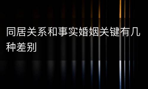 同居关系和事实婚姻关键有几种差别