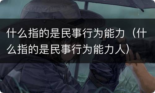 什么指的是民事行为能力（什么指的是民事行为能力人）
