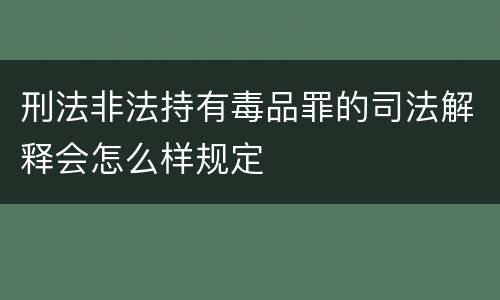 刑法非法持有毒品罪的司法解释会怎么样规定