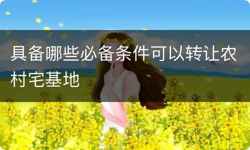 具备哪些必备条件可以转让农村宅基地