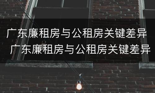 广东廉租房与公租房关键差异 广东廉租房与公租房关键差异是什么