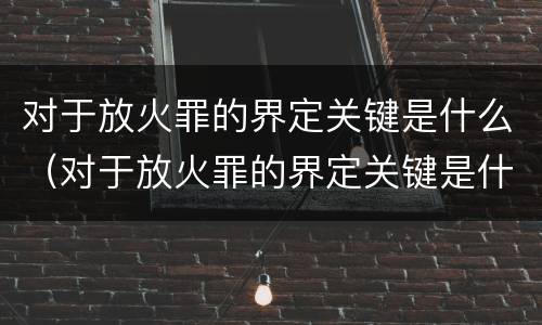对于放火罪的界定关键是什么（对于放火罪的界定关键是什么）