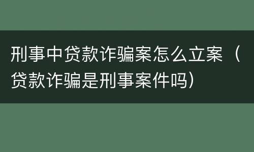 刑事中贷款诈骗案怎么立案（贷款诈骗是刑事案件吗）