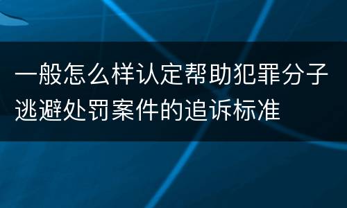 一般怎么样认定帮助犯罪分子逃避处罚案件的追诉标准