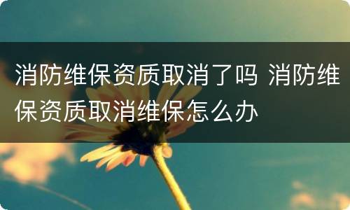 消防维保资质取消了吗 消防维保资质取消维保怎么办