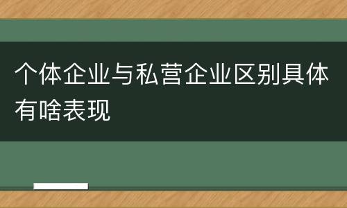 个体企业与私营企业区别具体有啥表现