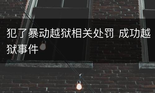犯了暴动越狱相关处罚 成功越狱事件