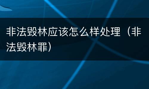 非法毁林应该怎么样处理（非法毁林罪）