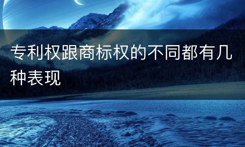 专利权跟商标权的不同都有几种表现