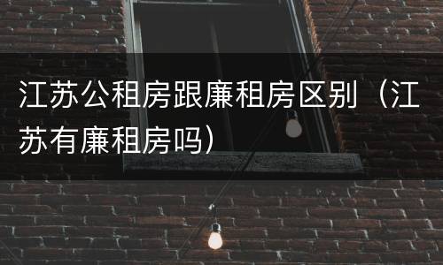 江苏公租房跟廉租房区别（江苏有廉租房吗）