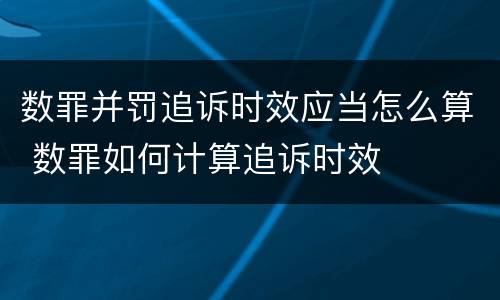 数罪并罚追诉时效应当怎么算 数罪如何计算追诉时效