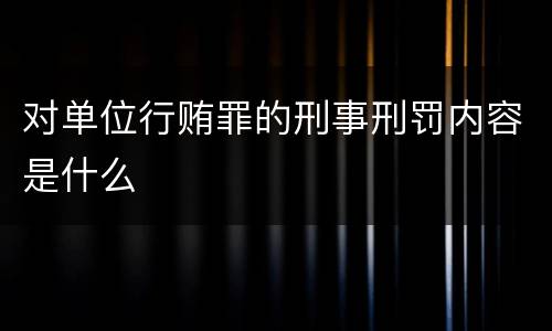对单位行贿罪的刑事刑罚内容是什么