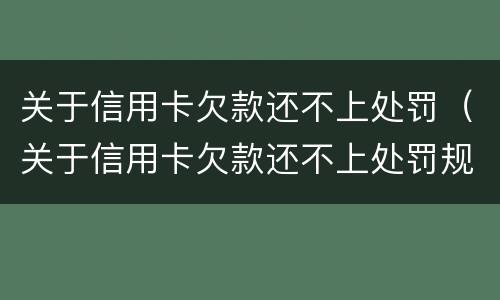 关于信用卡欠款还不上处罚（关于信用卡欠款还不上处罚规定）