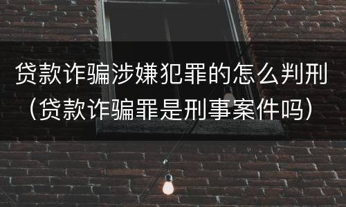 贷款诈骗涉嫌犯罪的怎么判刑（贷款诈骗罪是刑事案件吗）