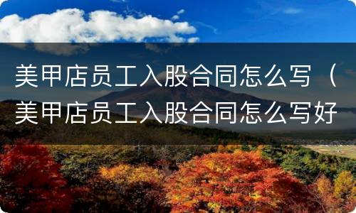 美甲店员工入股合同怎么写（美甲店员工入股合同怎么写好）