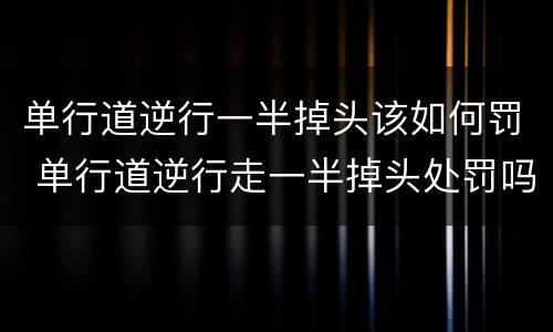 单行道逆行一半掉头该如何罚 单行道逆行走一半掉头处罚吗