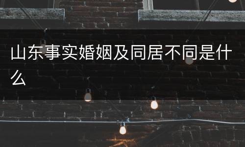 山东事实婚姻及同居不同是什么