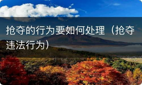 抢夺的行为要如何处理（抢夺违法行为）