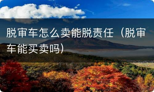 脱审车怎么卖能脱责任（脱审车能买卖吗）