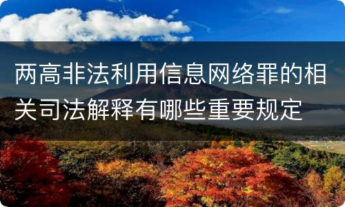 两高非法利用信息网络罪的相关司法解释有哪些重要规定