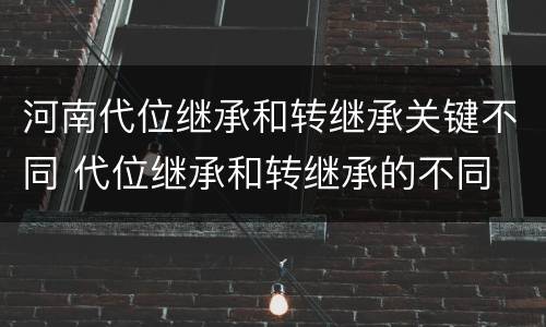河南代位继承和转继承关键不同 代位继承和转继承的不同