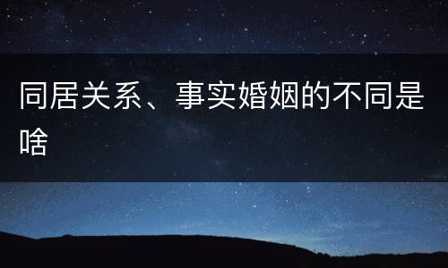 同居关系、事实婚姻的不同是啥