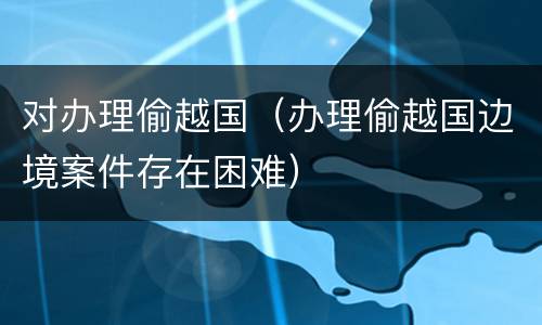 对办理偷越国（办理偷越国边境案件存在困难）