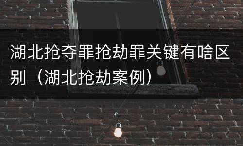 湖北抢夺罪抢劫罪关键有啥区别（湖北抢劫案例）