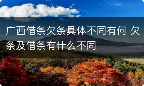 广西借条欠条具体不同有何 欠条及借条有什么不同