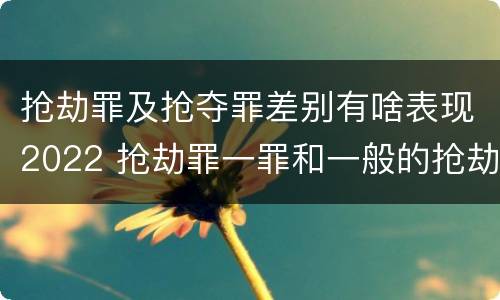 抢劫罪及抢夺罪差别有啥表现2022 抢劫罪一罪和一般的抢劫罪