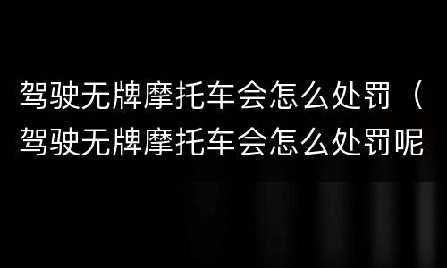 驾驶无牌摩托车会怎么处罚（驾驶无牌摩托车会怎么处罚呢）