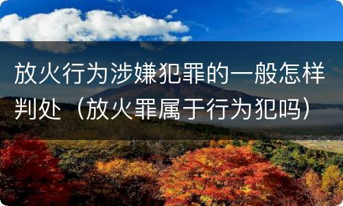 放火行为涉嫌犯罪的一般怎样判处（放火罪属于行为犯吗）