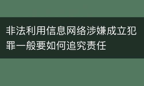 非法利用信息网络涉嫌成立犯罪一般要如何追究责任