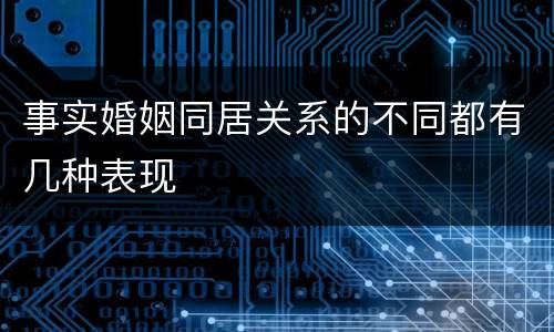 事实婚姻同居关系的不同都有几种表现