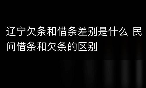辽宁欠条和借条差别是什么 民间借条和欠条的区别
