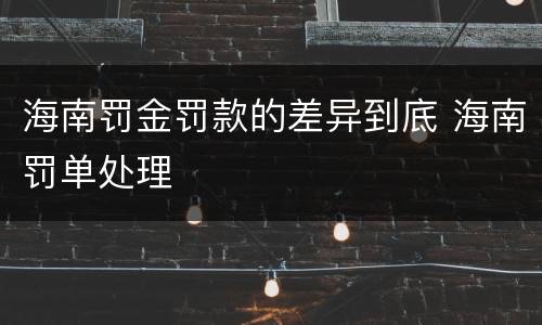 海南罚金罚款的差异到底 海南罚单处理