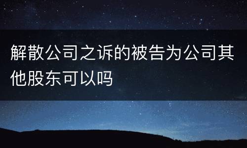 解散公司之诉的被告为公司其他股东可以吗