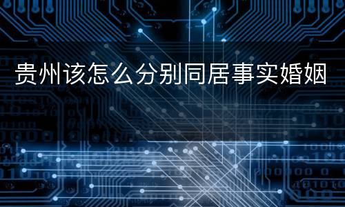 贵州该怎么分别同居事实婚姻