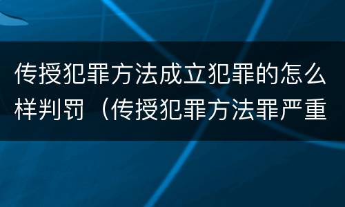 传授犯罪方法成立犯罪的怎么样判罚（传授犯罪方法罪严重吗）