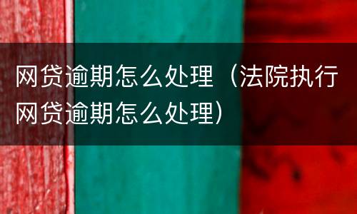 网贷逾期怎么处理（法院执行网贷逾期怎么处理）