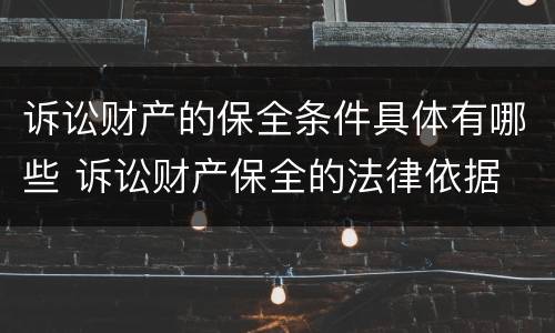 诉讼财产的保全条件具体有哪些 诉讼财产保全的法律依据